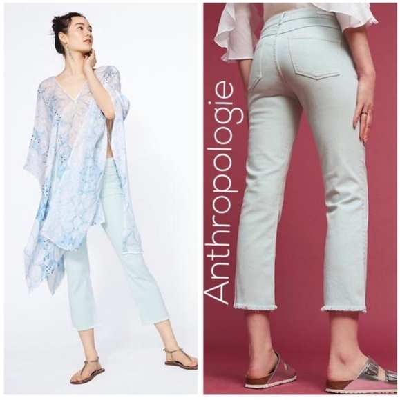 Anthropologie Mint Green Script High-rise Jeans 29 - Picture 1 of 12